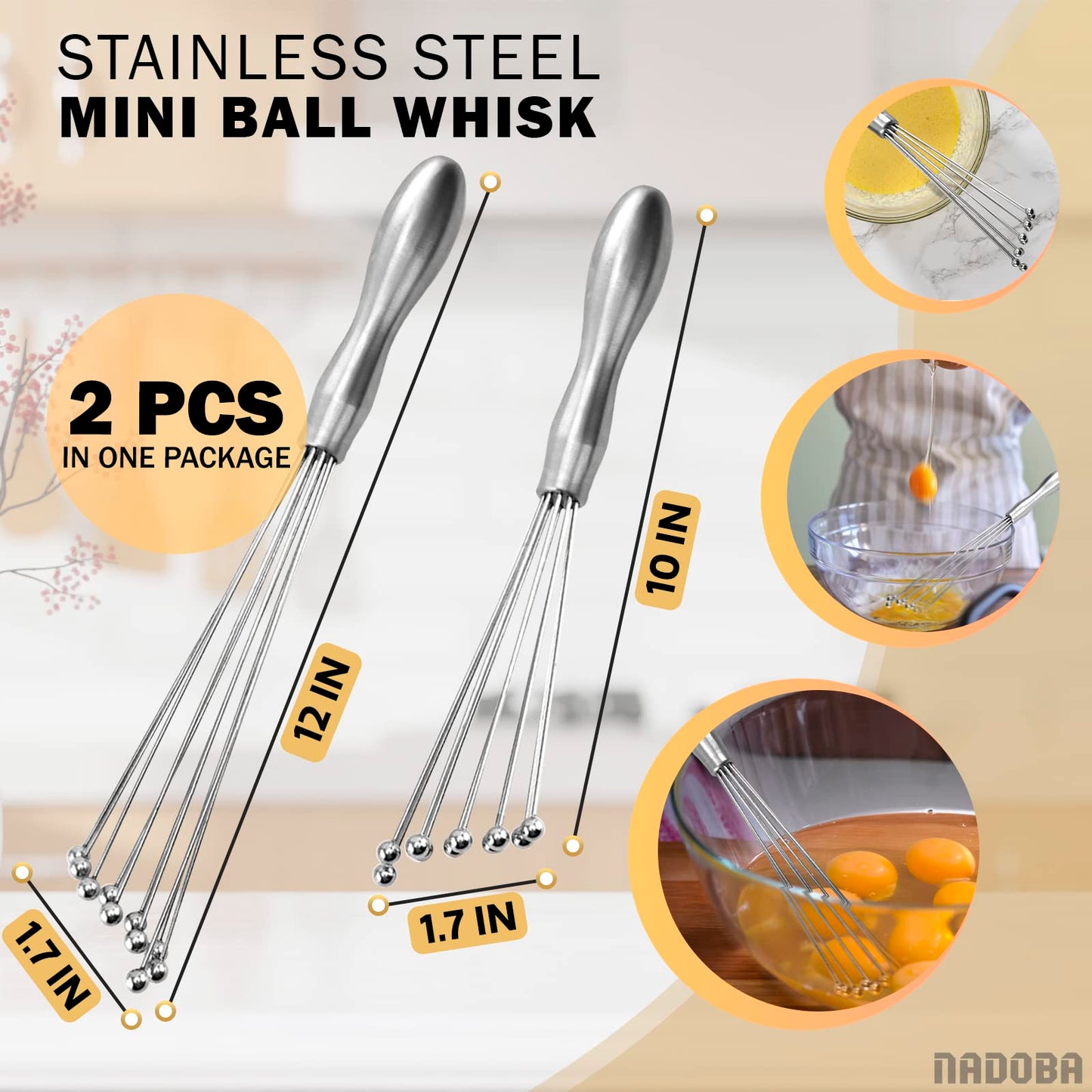 2pcs Stainless Steel Whisk Ball